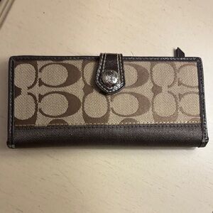Coach Signature Brown and Tan Wallet